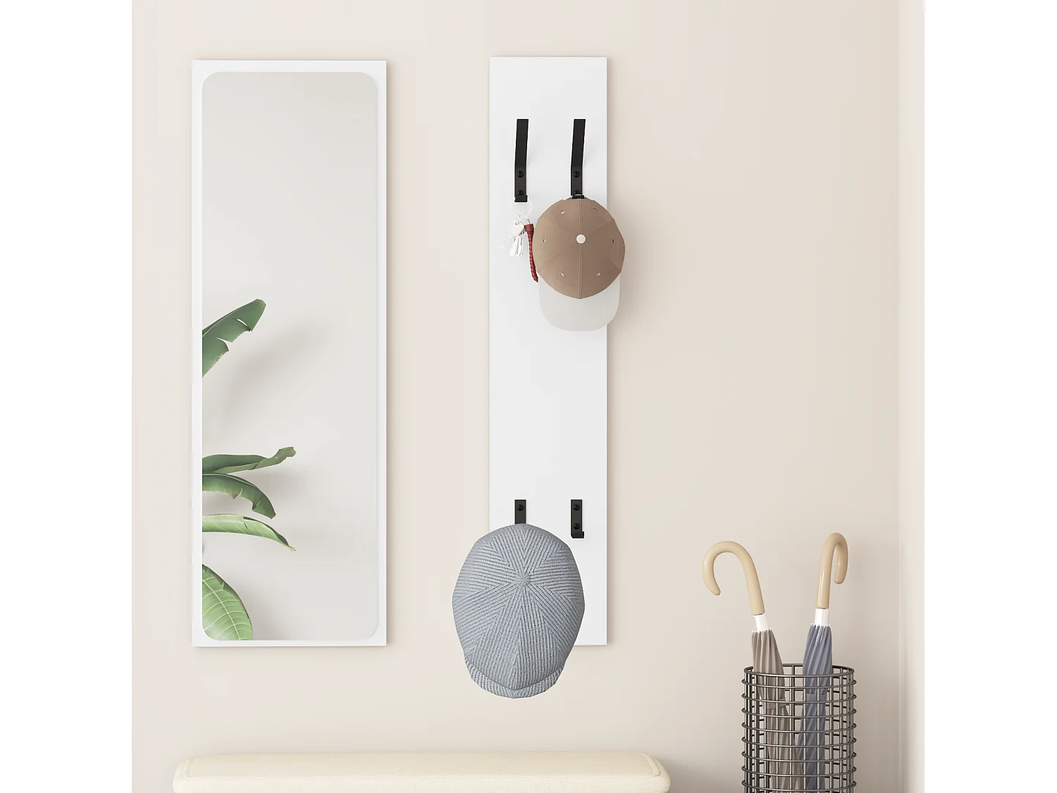 Perchero de pared Blanco 20 x 1,5 x 100 cm Madera de ingeniería