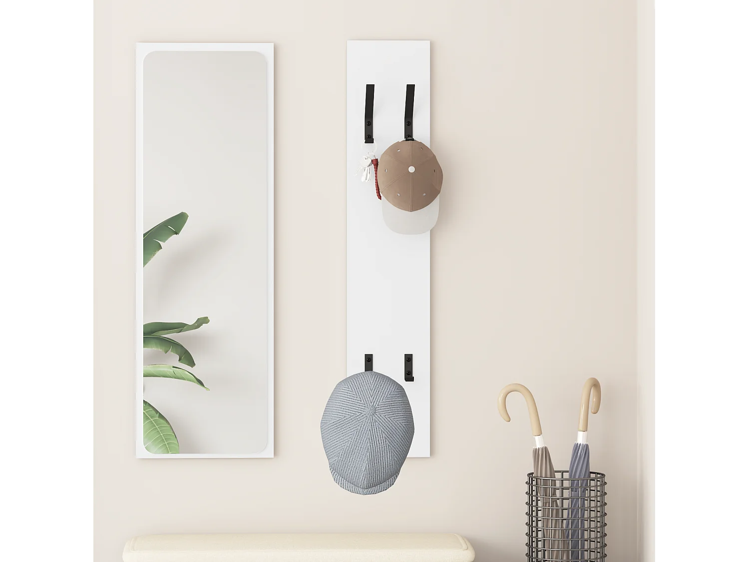 Porte-manteau mural Blanc 20 x 1.5 x 100 cm Bois d'ingénierie