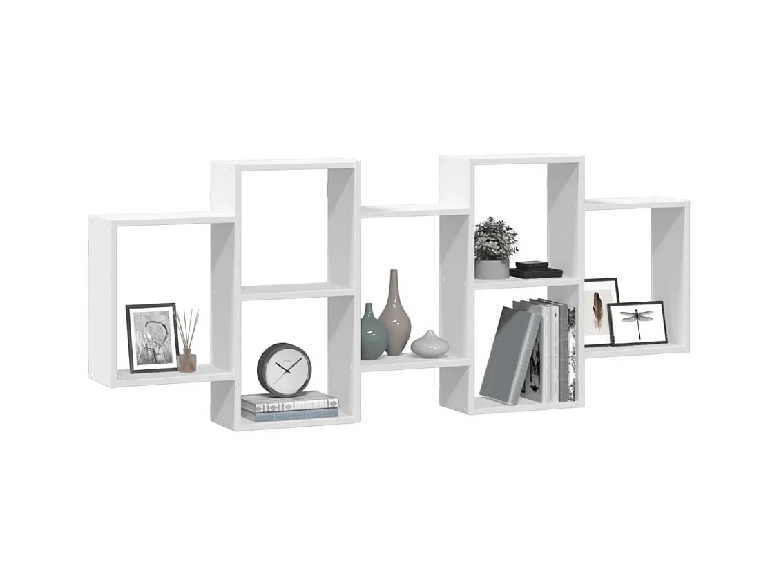 Weißes Wandregal 159x18x65 cm Holzwerkstoff