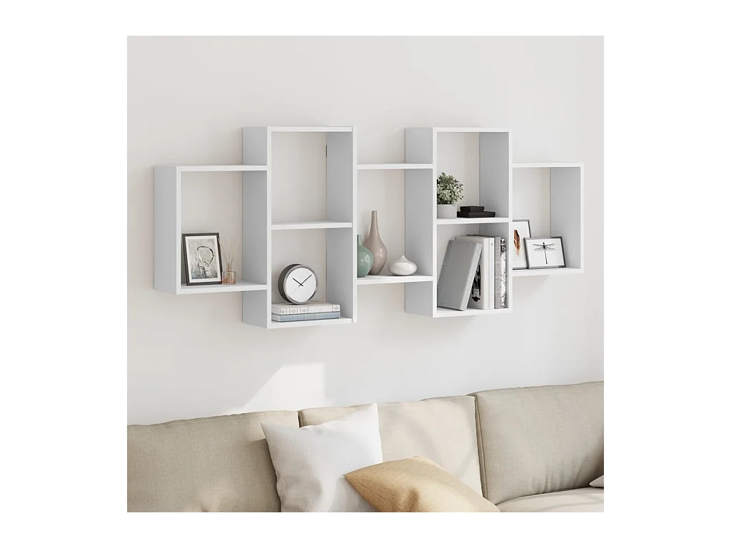Witte wandplank 159x18x65 cm bewerkt hout