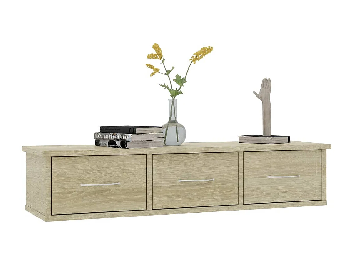 Estante de pared con cajones de madera de ingeniería de roble Sonoma