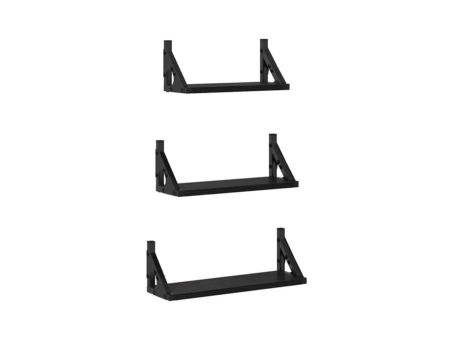 Set di mensole da parete in legno ingegnerizzato di rovere nero