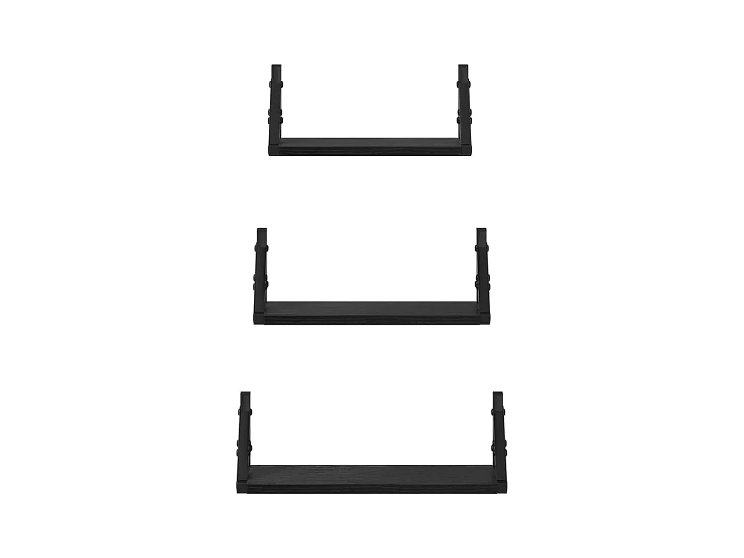 Set di mensole da parete in legno ingegnerizzato di rovere nero
