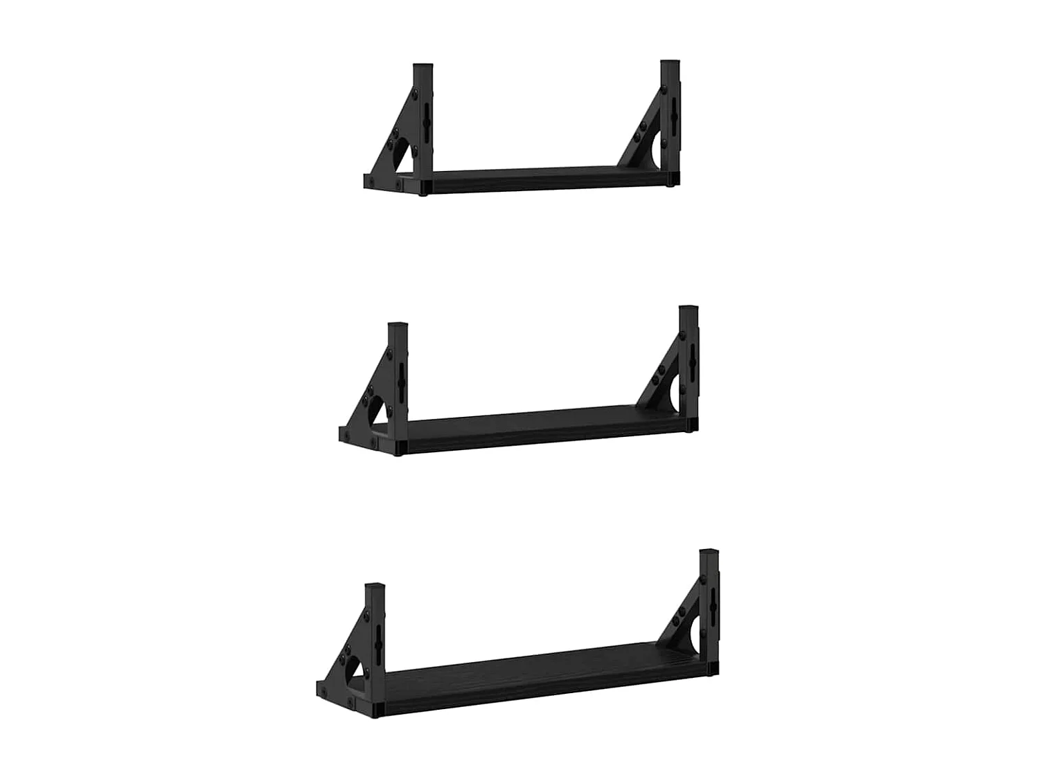 Set di mensole da parete in legno ingegnerizzato di rovere nero