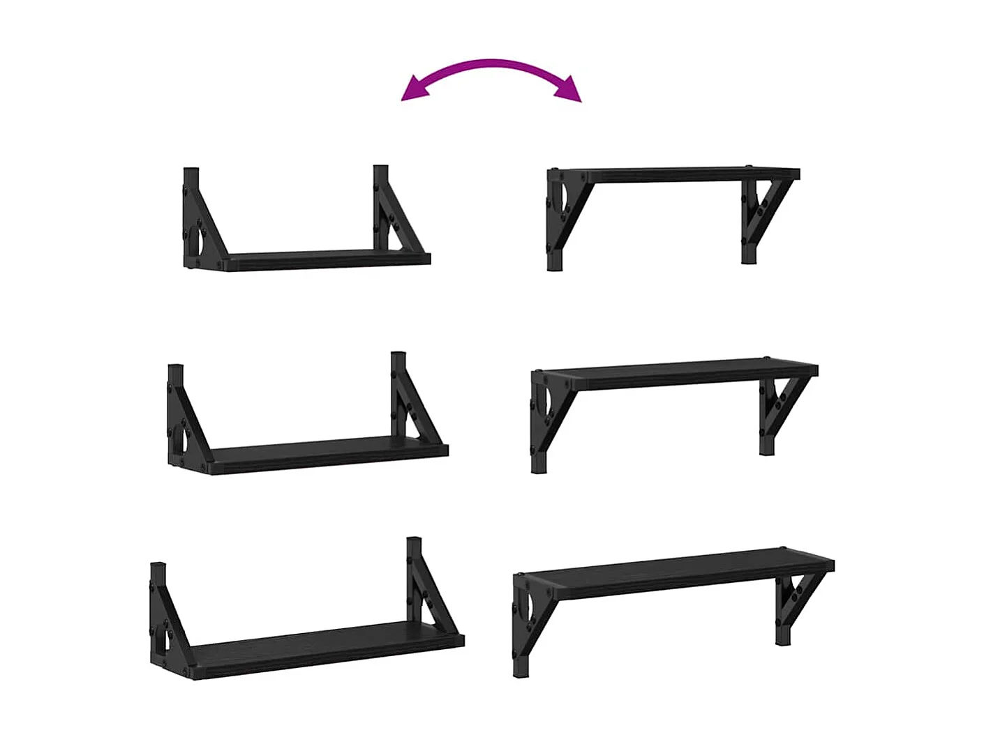 Set di mensole da parete in legno ingegnerizzato di rovere nero