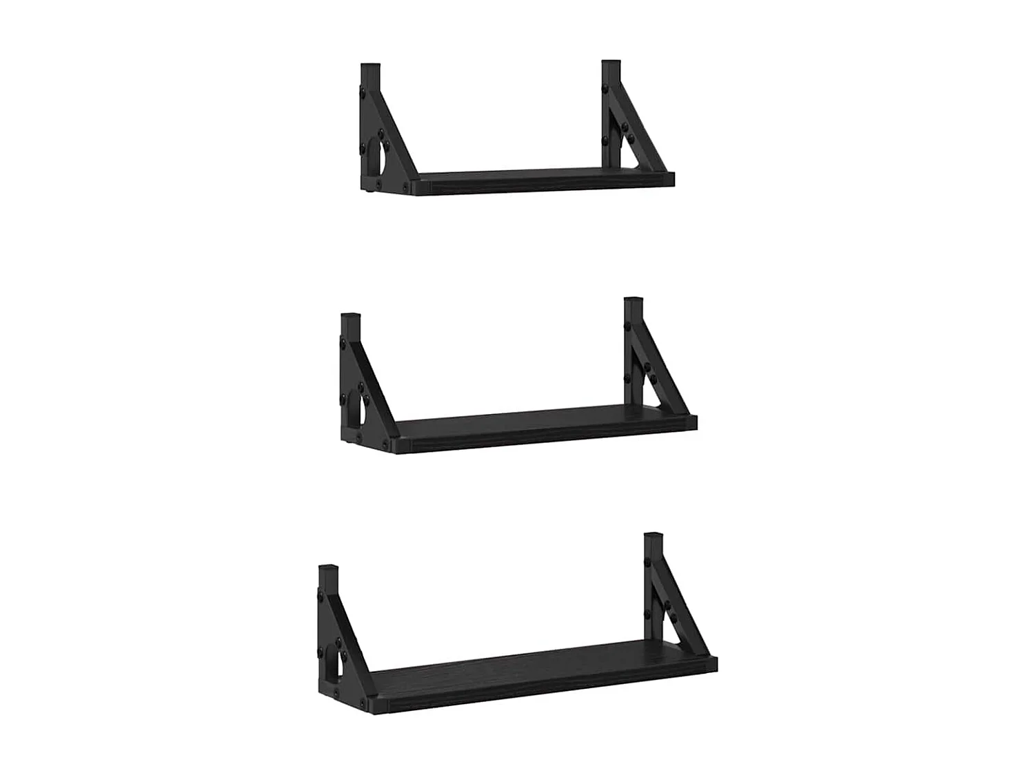 Ensemble d'étagères murales en chêne noir en bois d'ingénierie