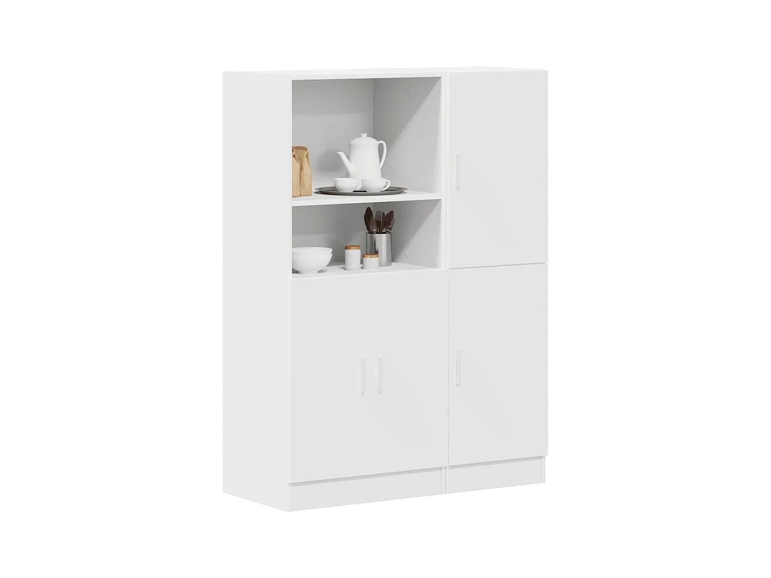 Set di mobili da cucina in legno ingegnerizzato bianco, 2 pezzi