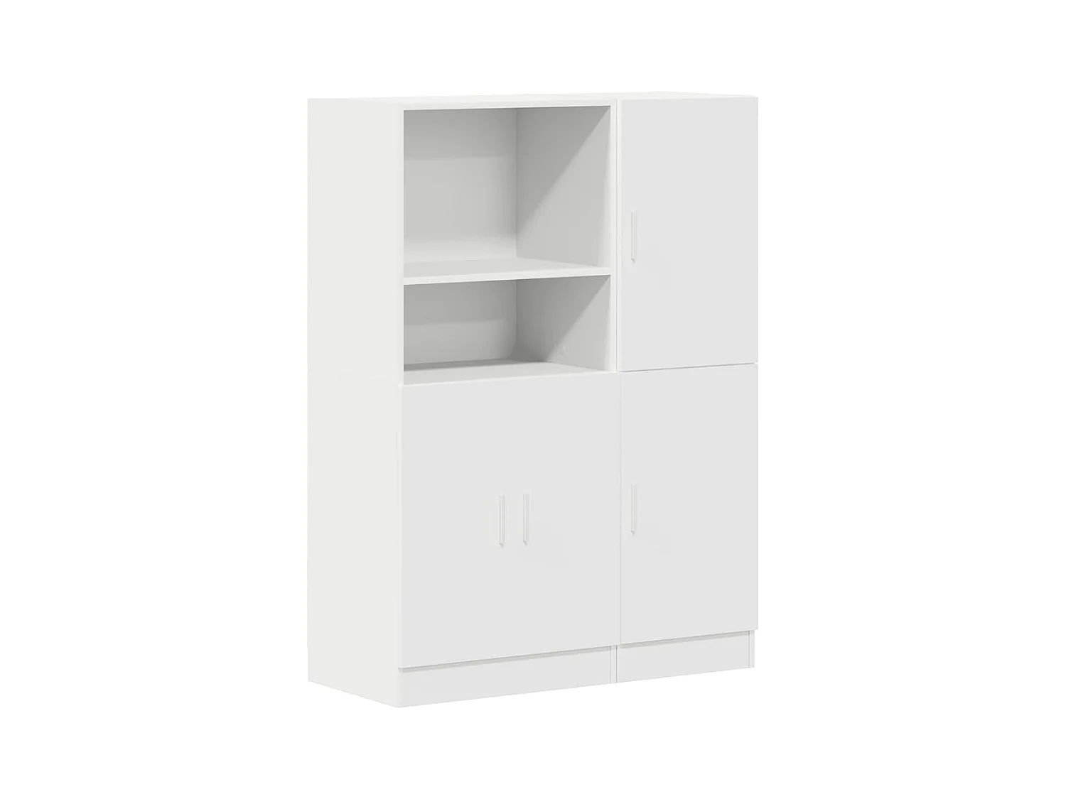 Set di mobili da cucina in legno ingegnerizzato bianco, 2 pezzi