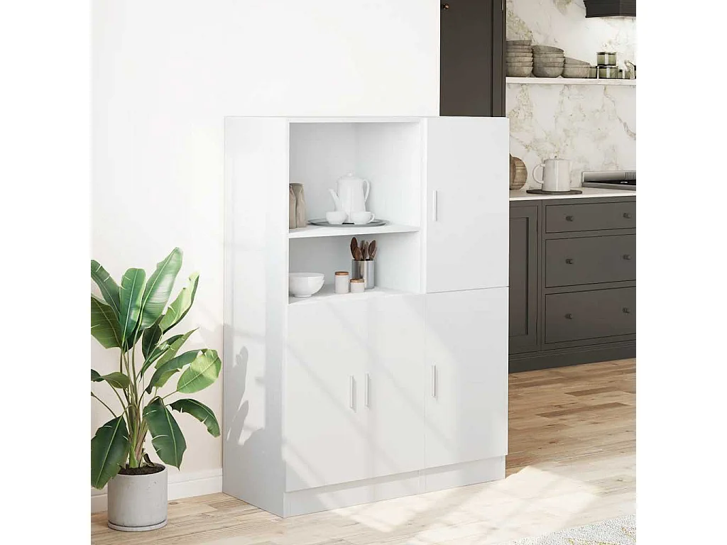 Ensemble d'armoires de cuisine 2 pcs blanc bois d'ingénierie