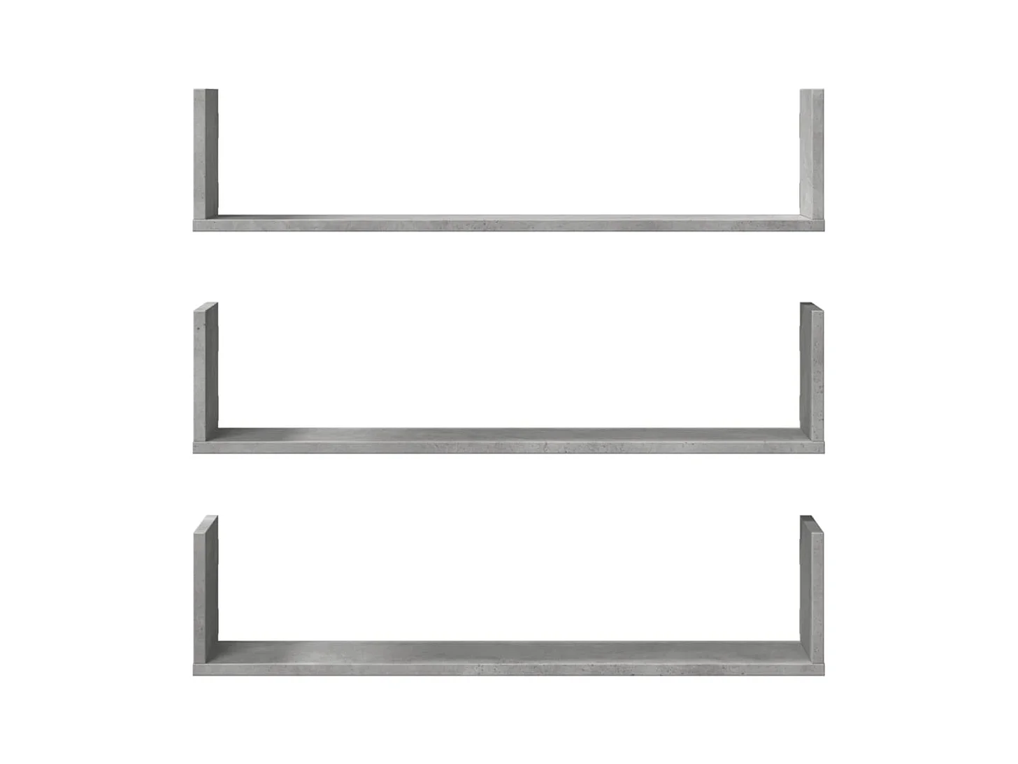 Estantes de pared 3 piezas gris hormigón 80x18x18 cm madera de ingeniería