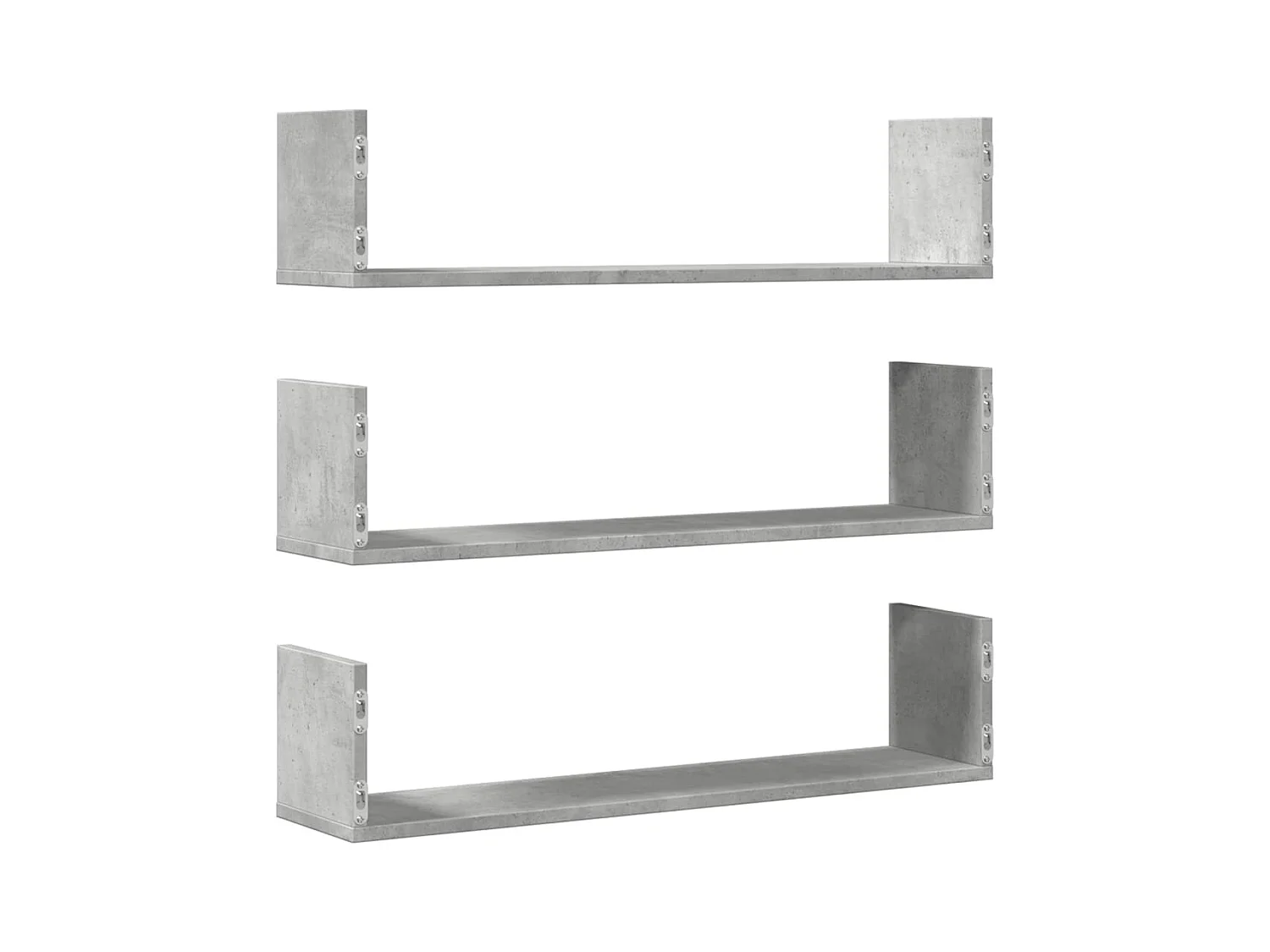 Wandplanken 3 stuks betongrijs 80x18x18 cm bewerkt hout