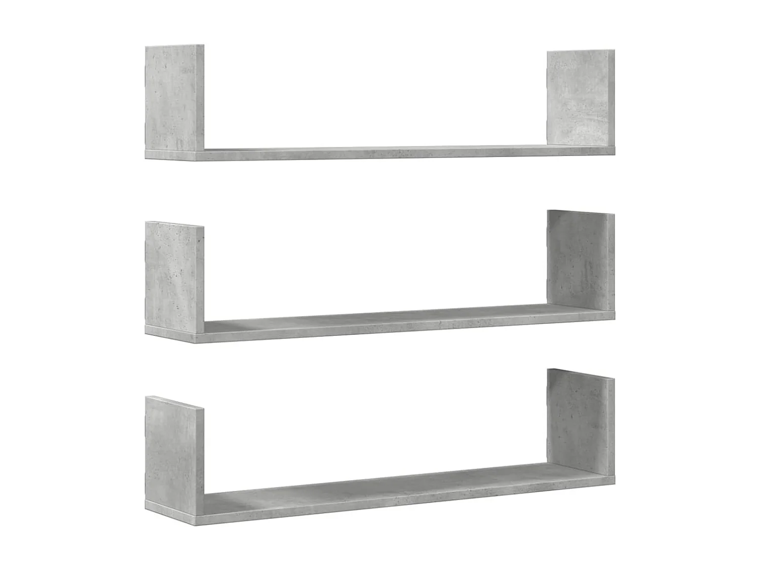 Estantes de pared 3 piezas gris hormigón 80x18x18 cm madera de ingeniería