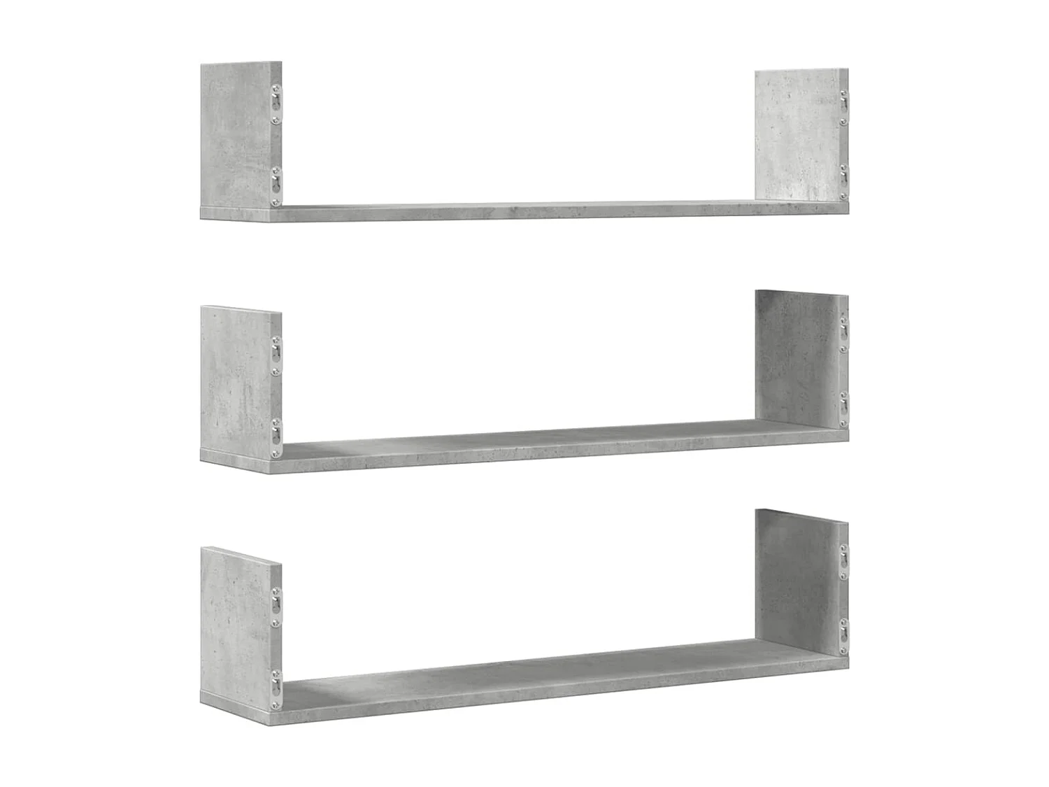 Estantes de pared 3 piezas gris hormigón 80x18x18 cm madera de ingeniería