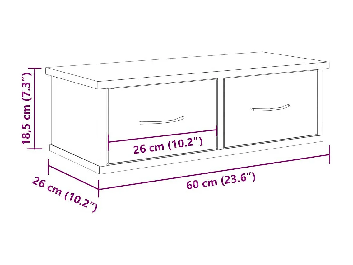 Armario de pared madera vieja 60x26x18,5 cm madera de ingeniería