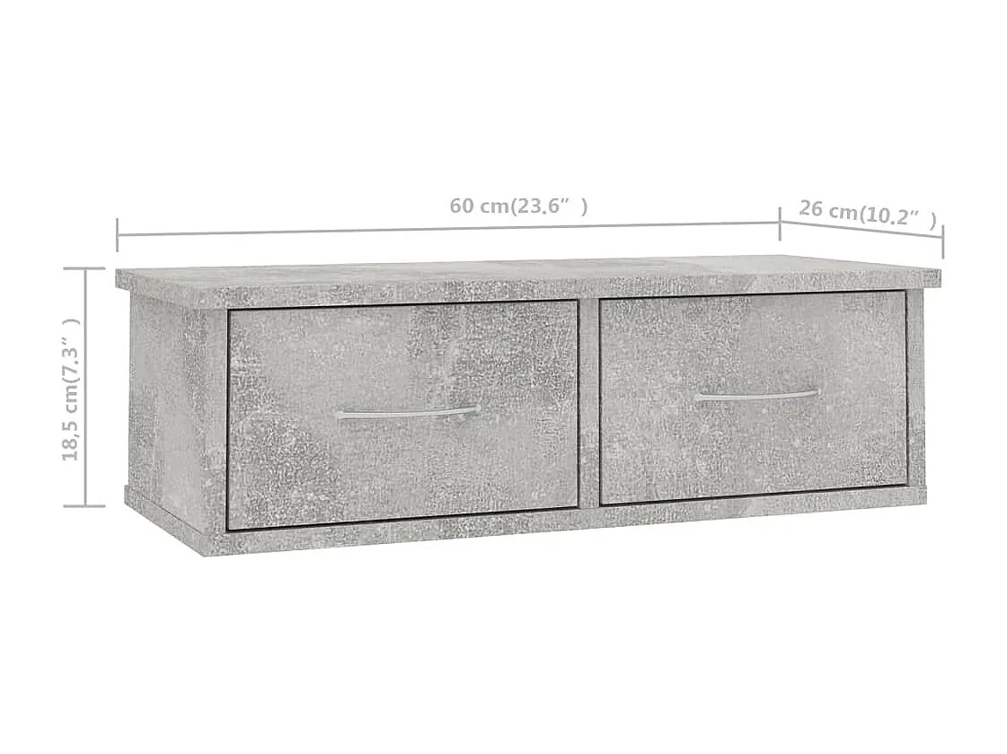 Étagère murale avec tiroirs Gris béton Bois d'ingénierie