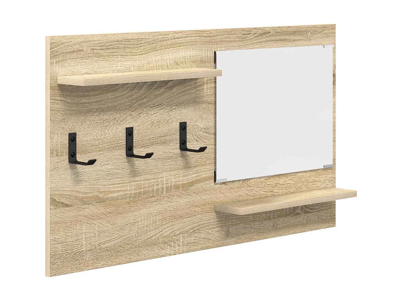 Appendiabiti a parete con ripiano con contenitore con specchio Sonoma Oak 90 x 10 x 50 cm