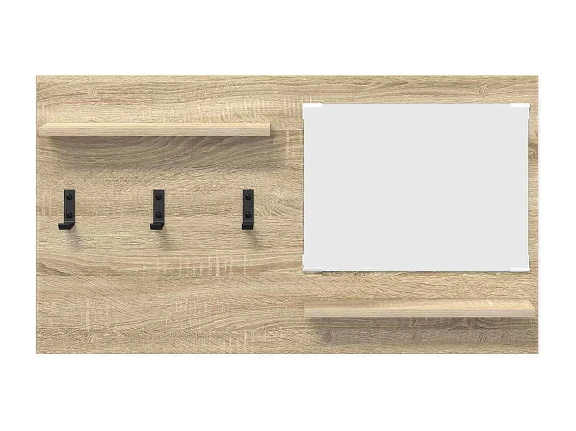 Appendiabiti a parete con ripiano con contenitore con specchio Sonoma Oak 90 x 10 x 50 cm