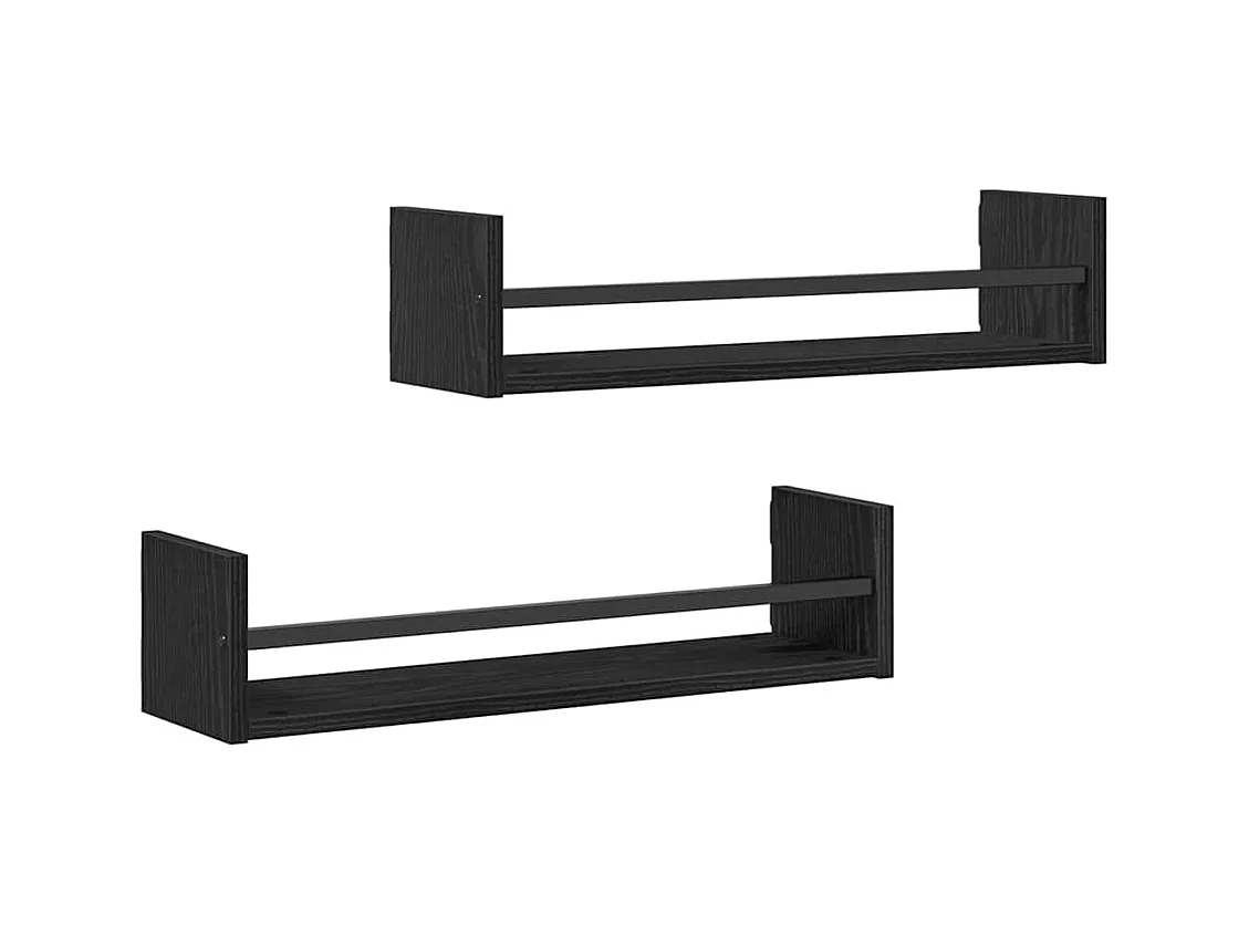 Mensole da parete 2 pz Rovere nero 60x16x14 cm Legno precomposto