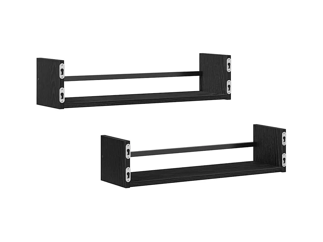 Mensole da parete 2 pz Rovere nero 60x16x14 cm Legno precomposto