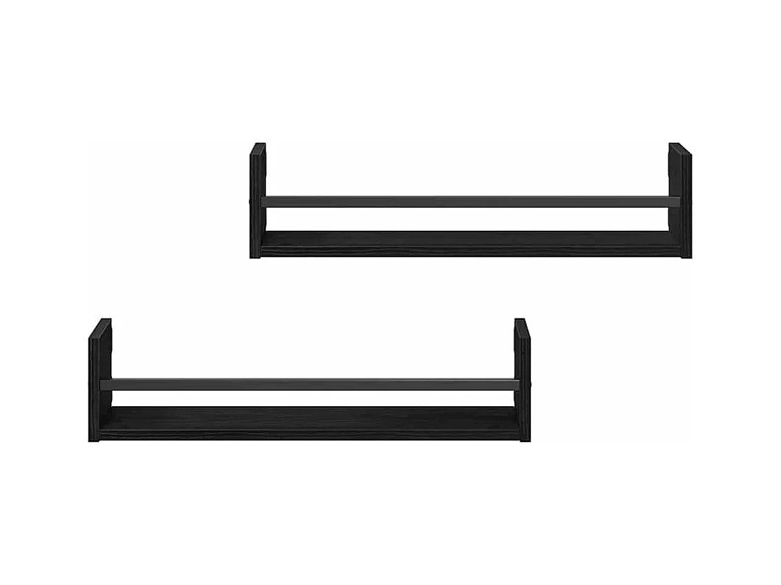 Mensole da parete 2 pz Rovere nero 60x16x14 cm Legno precomposto