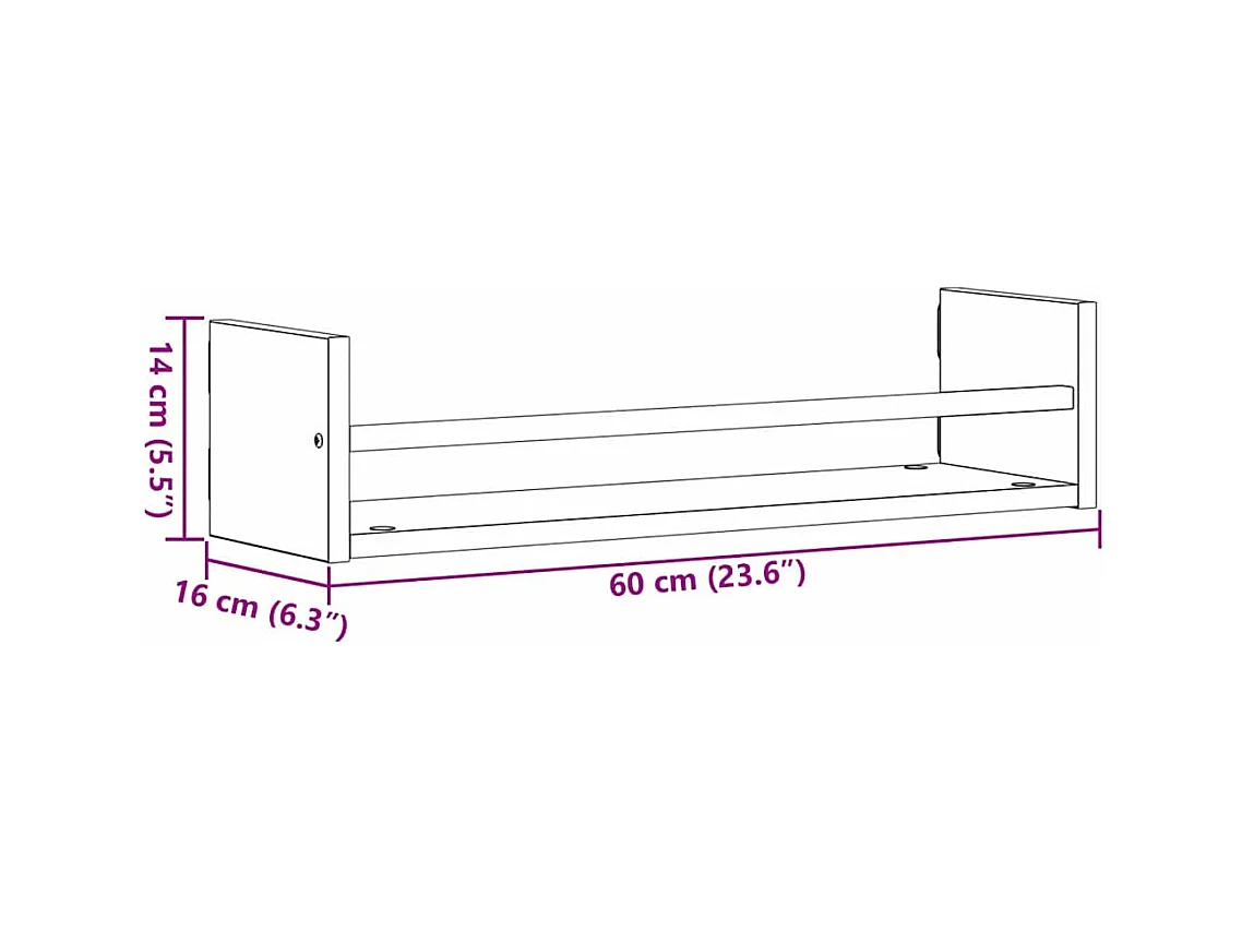 Mensole da parete 2 pz Rovere nero 60x16x14 cm Legno precomposto
