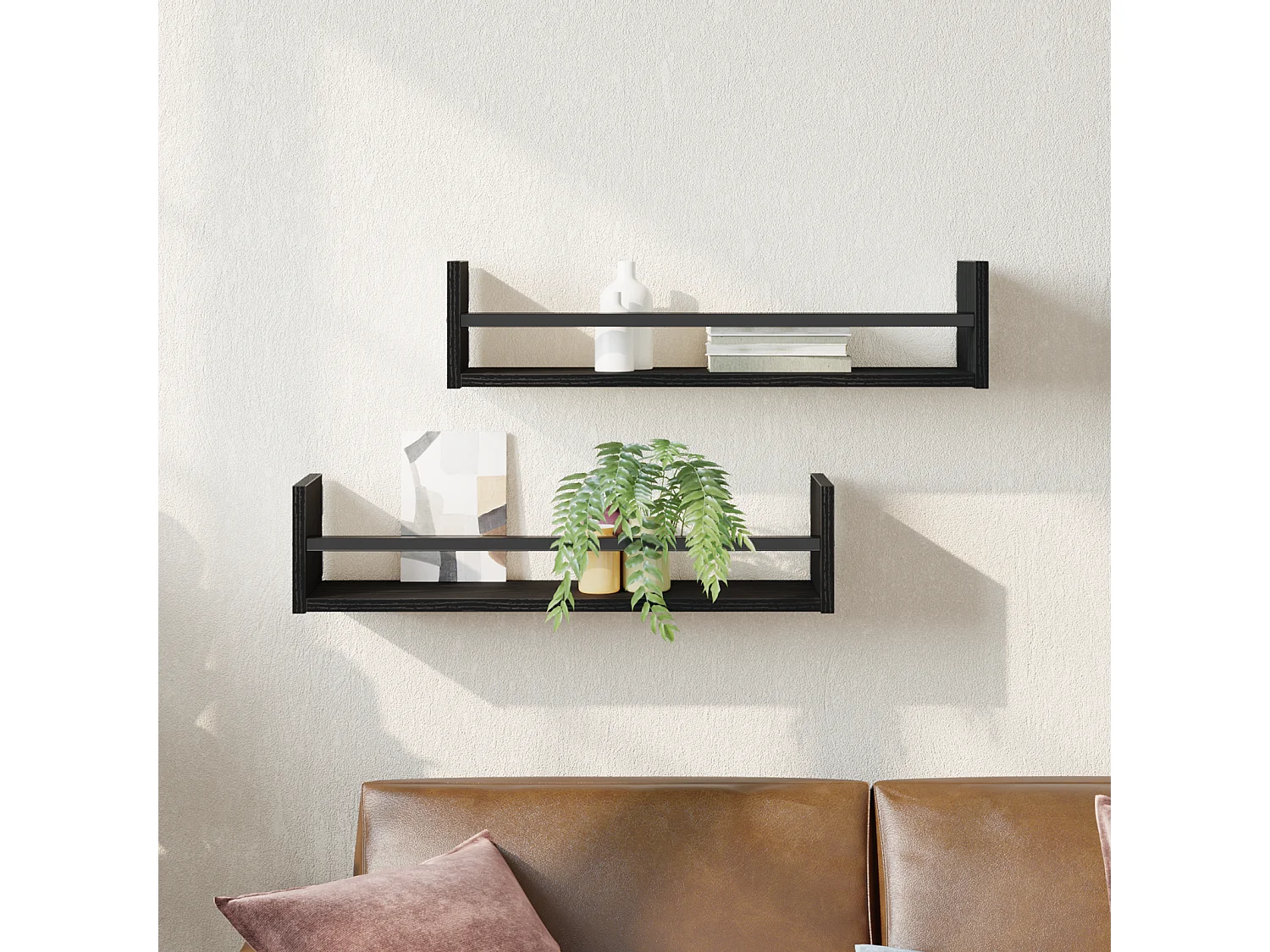 Étagères murales 2 pcs Chêne noir 60x16x14 cm Bois reconstitué