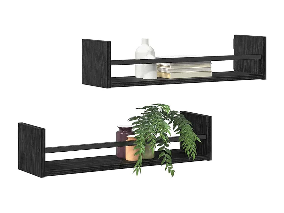 Étagères murales 2 pcs Chêne noir 60x16x14 cm Bois reconstitué