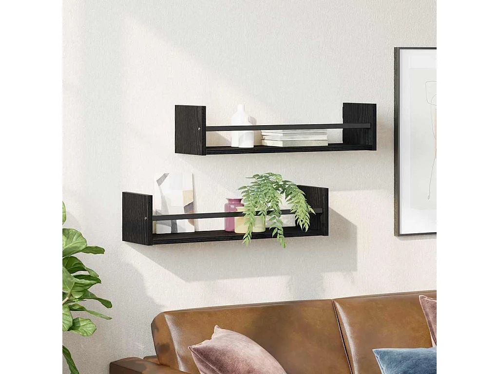 Étagères murales 2 pcs Chêne noir 60x16x14 cm Bois reconstitué