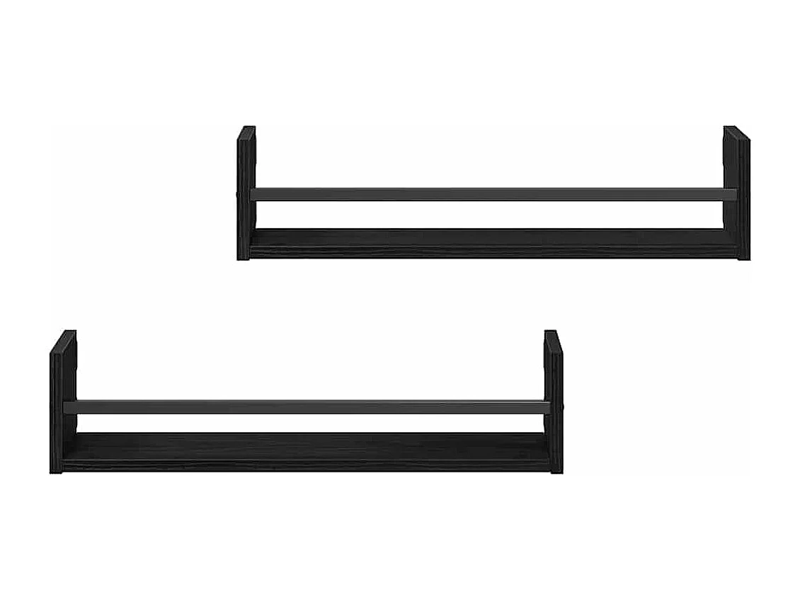 Étagères murales 2 pcs Chêne noir 60x16x14 cm Bois reconstitué