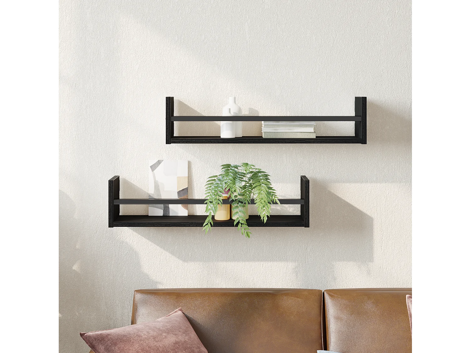 Étagères murales 2 pcs Chêne noir 60x16x14 cm Bois reconstitué