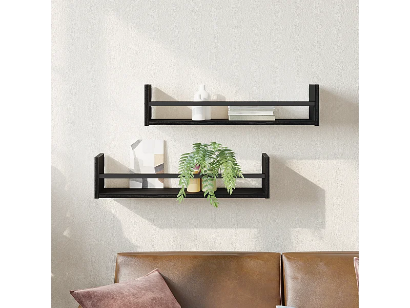 Étagères murales 2 pcs Chêne noir 60x16x14 cm Bois reconstitué