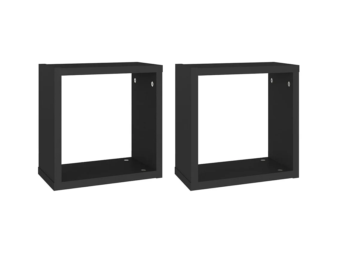 Mensole a cubo da parete 2 pezzi nere 30x15x30 cm