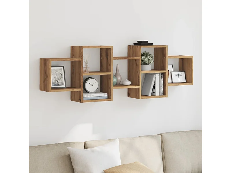 Handgemaakte eikenhouten wandplank 129x18x42 cm bewerkt hout