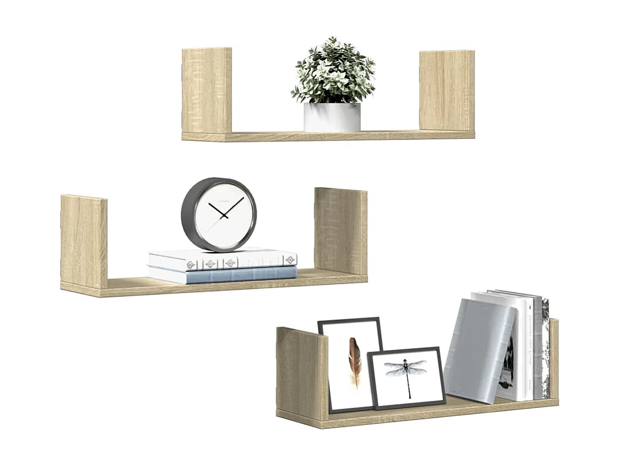 estantes de pared de roble Sonoma, 58 x 18 x 18 cm, madera de ingeniería