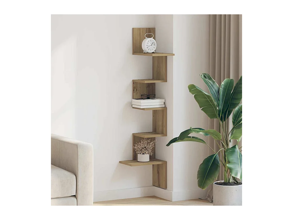 Handgefertigtes Wandeckregal aus Eiche 32x32x127,5 cm