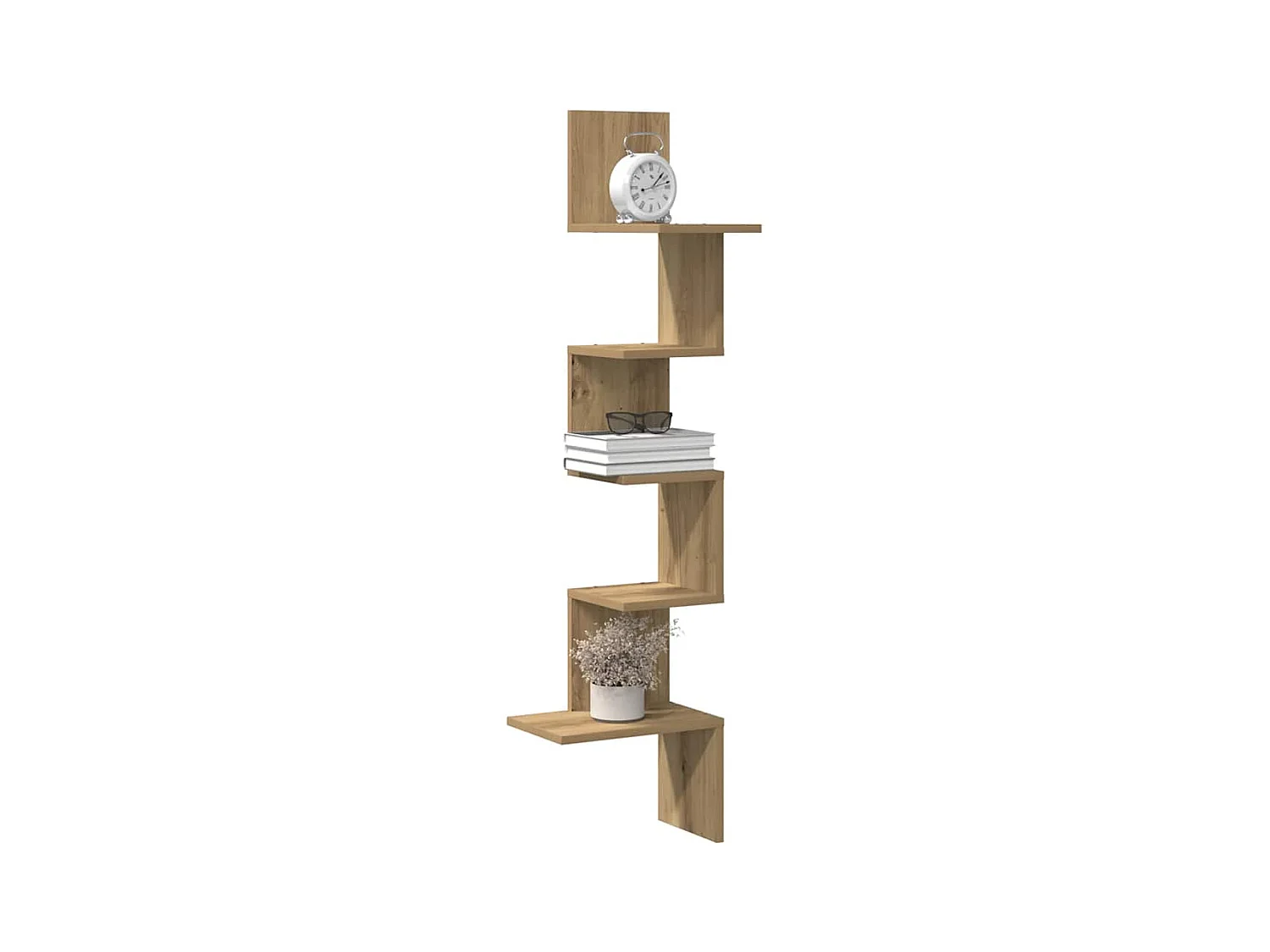 Handgemaakte eikenhouten wandhoekplank 32x32x127,5 cm