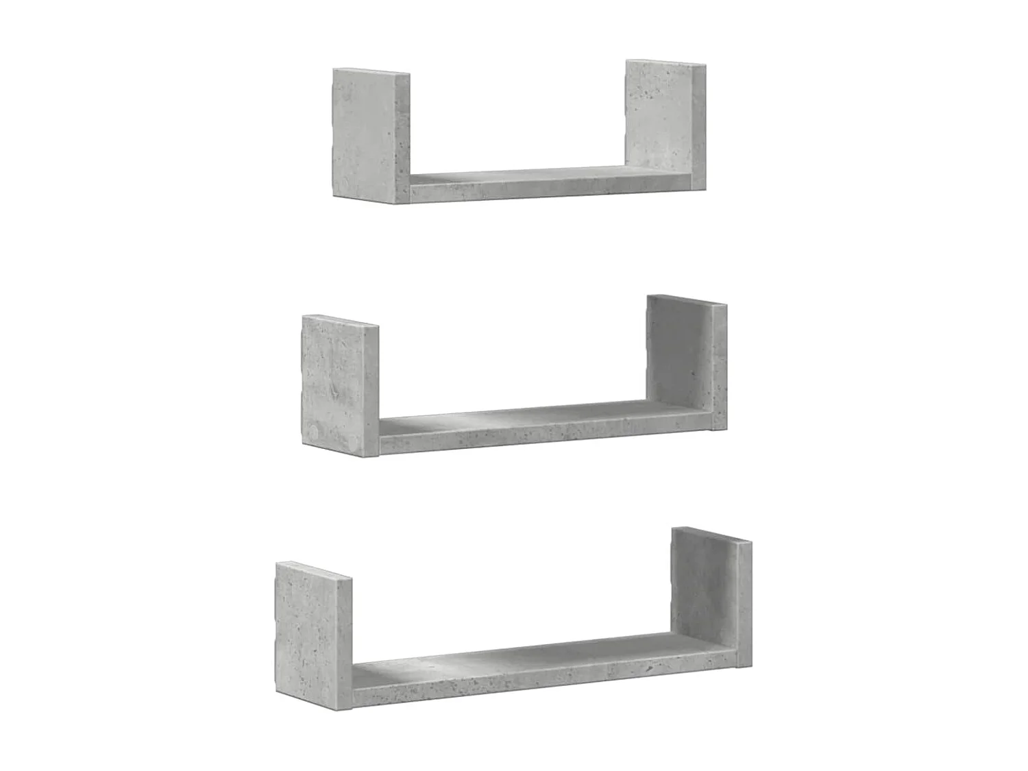 3-delige wandplanken, betongrijs, bewerkt hout