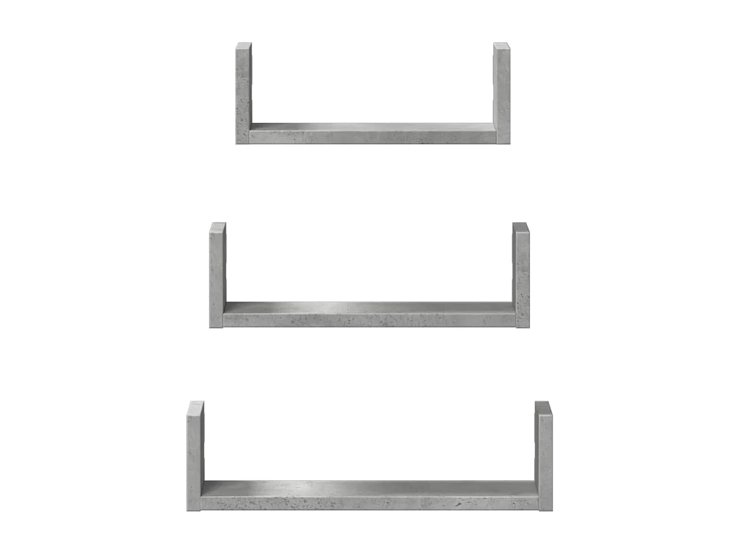 Estantes de pared de 3 piezas, gris hormigón, madera de ingeniería
