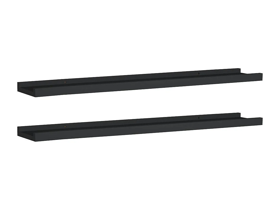 Étagères à rebord pour cadre photo 2 pcs Noir 80x9x3 cm MDF