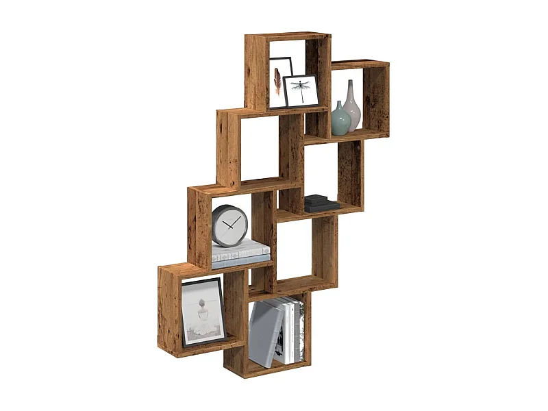 Étagère murale en forme de cube vieux bois 90x15x119,5 cm