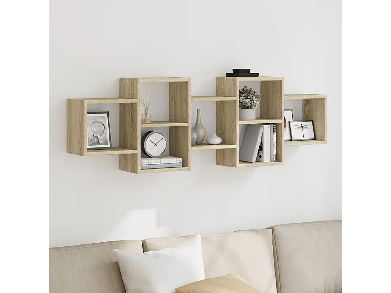 Sonoma eiken wandplank 129x18x42 cm bewerkt hout