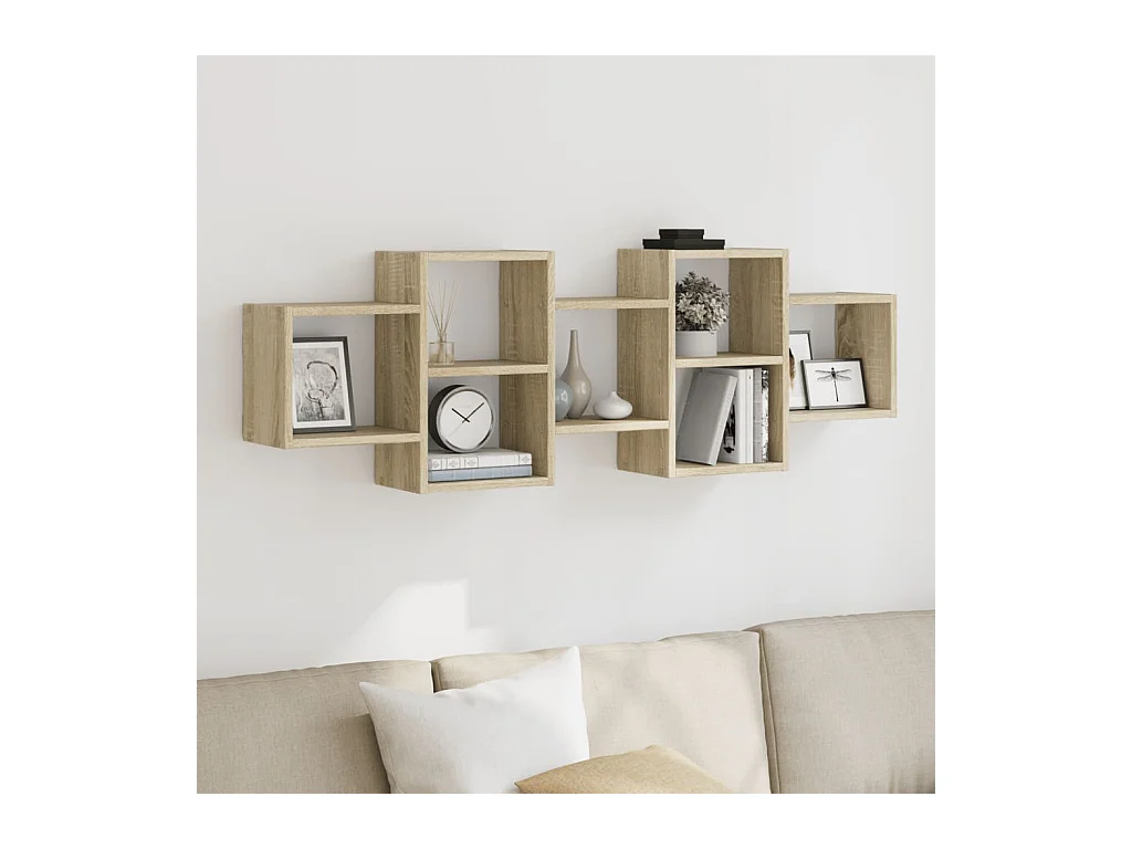 Sonoma eiken wandplank 129x18x42 cm bewerkt hout