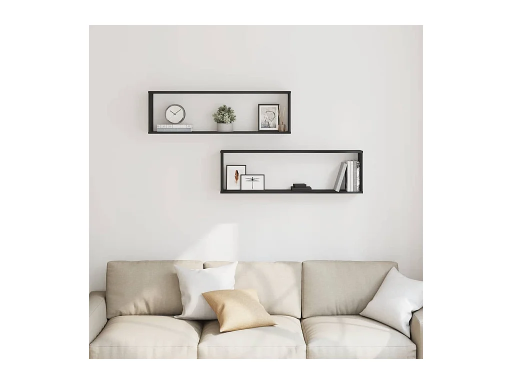 Étagères murales cube 2 pcs chêne noir 100x15x30 cm bois