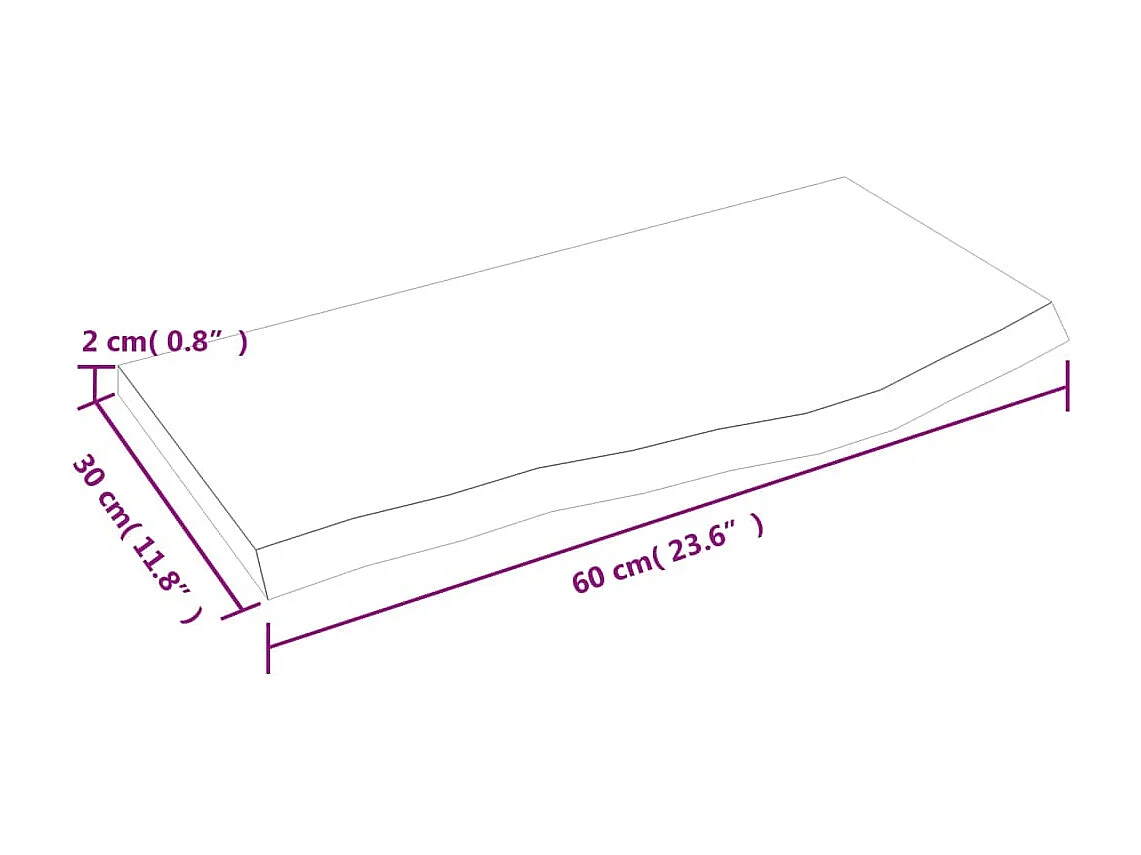 Estante de pared 60x30x2 cm madera maciza de roble sin tratar