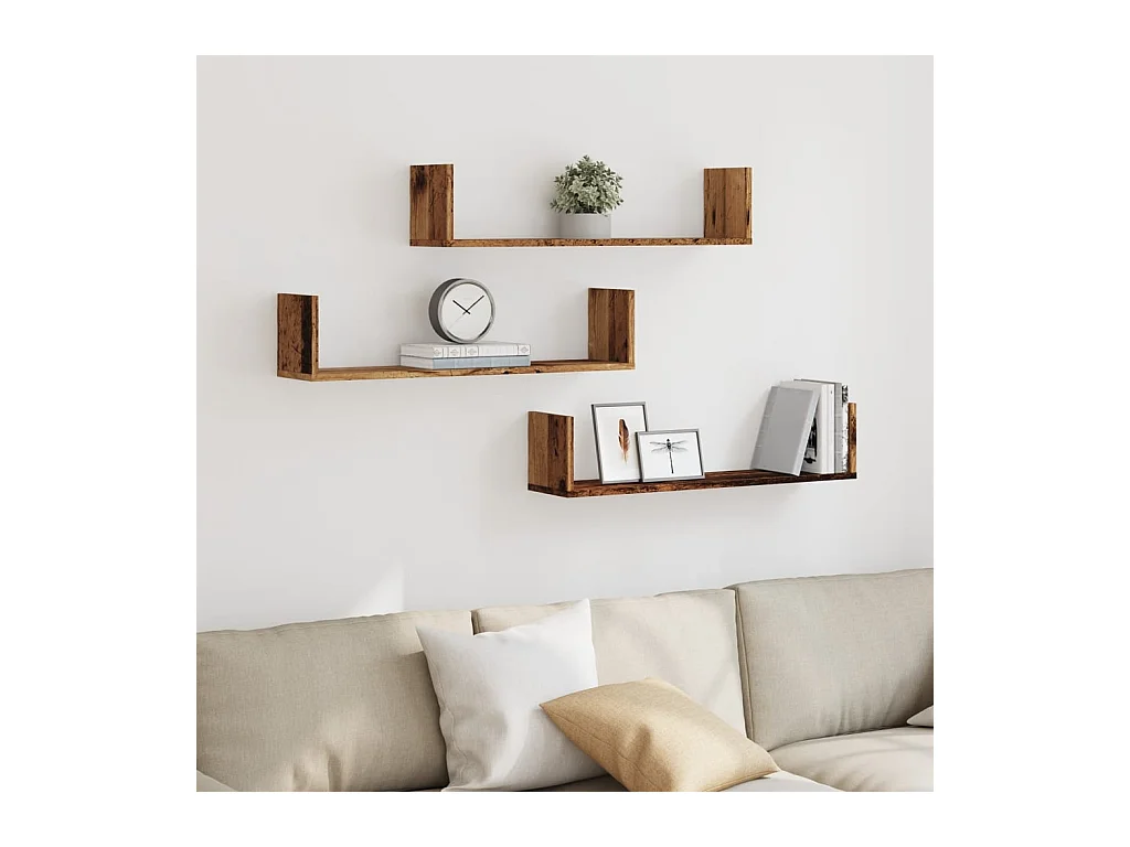 Mensole da parete 3 pezzi in legno vecchio 80x18x18 cm in legno ingegnerizzato
