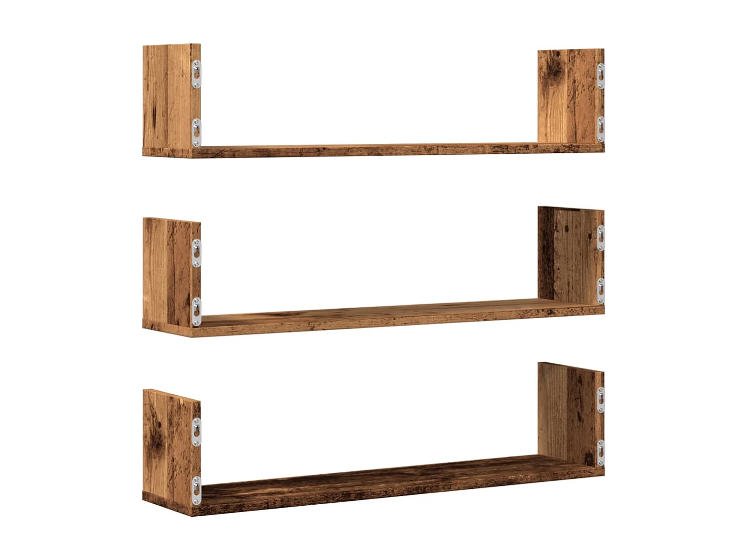Estantes de pared 3 piezas madera vieja 80x18x18 cm madera de ingeniería
