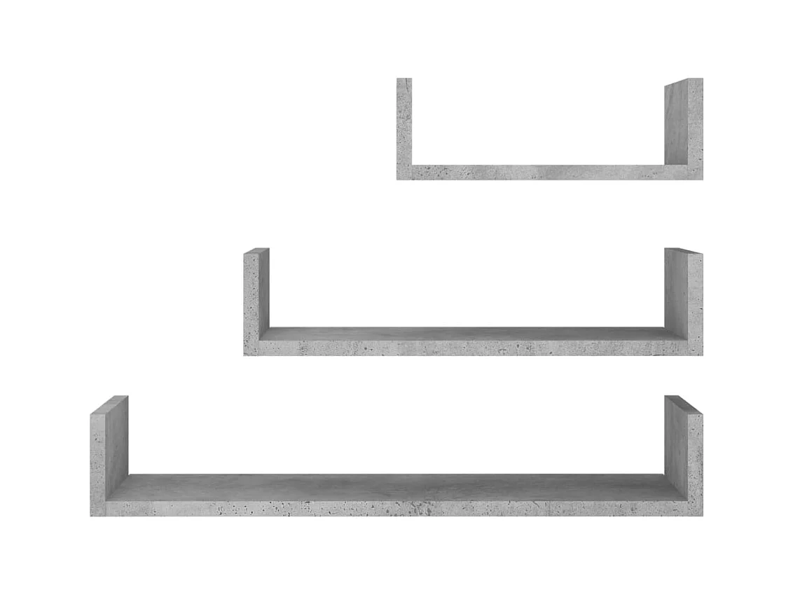 Mensole da parete a 3 pezzi, grigio cemento, legno ingegnerizzato
