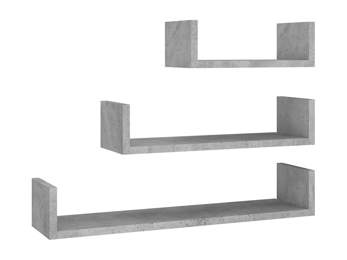 Étagères murales 3 pcs Gris béton Bois d'ingénierie