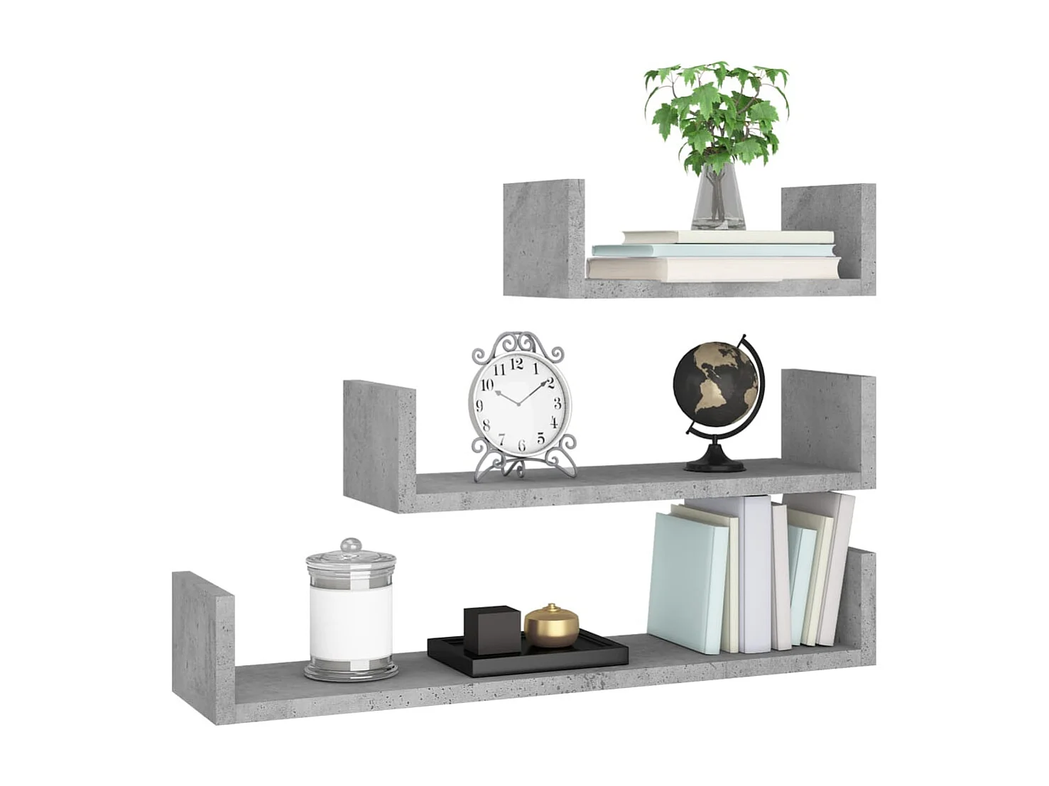 Étagères murales 3 pcs Gris béton Bois d'ingénierie