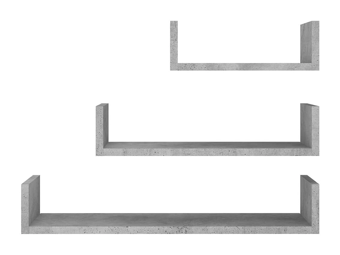 Étagères murales 3 pcs Gris béton Bois d'ingénierie